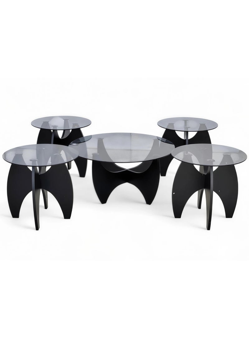 Concent Glass and wood serving table sets - Image 2